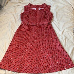 Red Vintage Hand Made Sleeveless Fit-and-Flare Dress